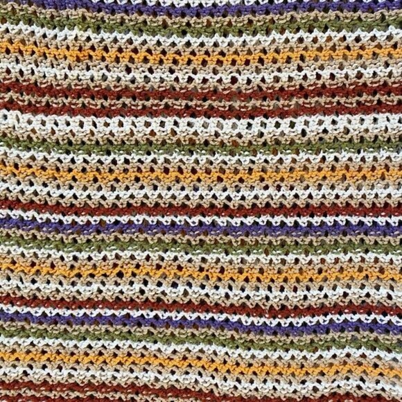 ASOS Pull&Bear Knit Light Brown Strappy Crochet Rainbow Festival Mini Dress- XS - Picture 11 of 14